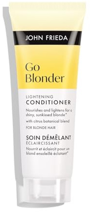 John Frieda Go Blonder Lightening Conditioner 75ml. Travel Size Blonde Hair Care for Highlighted Hair and Soft Shine
