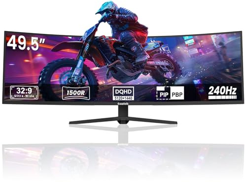 Gawfolk 49 Zoll Curved Monitor 240Hz Gaming Monitor DQHD 5120x1440 Super Ultra-Wide PC Bildschirm 1MS, FreeSync, 120% sRGB, 2X HDMI 2.1, PBP/Pip