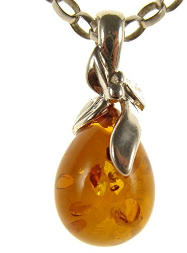 Baltic amber and sterling silver 925 cognac pendant (no chain)