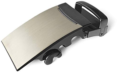 Ganzoo Gürtelschnalle in elegantem Design NUR für Gürtel mit RASTERSCHIENE, hochwertige Gürtelschließe, in Edelstahloptik, Wechselschnalle, Automatikschnalle für Wechselgürtel, Typ A