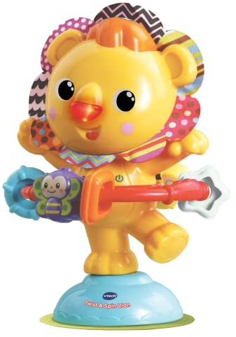 VTech Twist and Spin Lion, Music Toy for Sensory Play, Educational Toys for Kids, Baby Interactive Toy with Lights and Songs, Suction Cup, Suitable for Boys and Girls 6 Months +, English Version