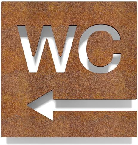Vintage WC-Schild - selbstklebend - Retro Design Toiletten-Schild mit Pfeil links W-03-R