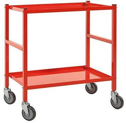 Tischwagen mit 2 Böden 690 x 430 x 750 mm, Traglast: 150 kg - rot