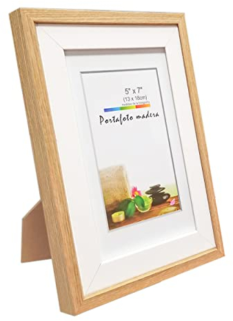 Cadre photo décoratif en bois avec support et double couche de cadre fin (bois blanc, 13 x 18 cm)