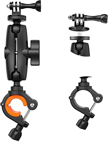 UNSTINCER Action Camera Handlebar Mount for 8-35mm Pole, Cam Bracket Holder with 360° Rotation for GoPro Hero 13 12 11 Insta360 X5 X4 X3 Akaso DJI to Motorbike Motorcycle Mirror Bike Seatpost