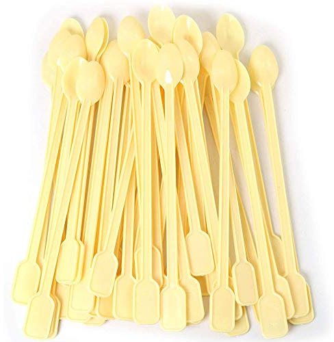 Coffee Spoon 500 PCS Disposable Tiny Coffee Tea Spoon Beige Plastic Stir Cocktail Sticks Mini Tea Stirrer