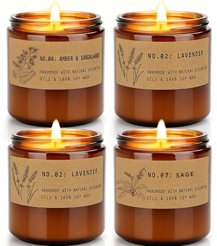 Scented Candles for Women, 4-Pack 9 oz Soy Candle Set for Home, 36 oz Total