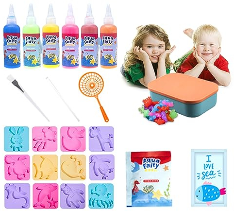 Balakaka Aqua Gelz Set mit 6 Flaschen Farbgel, Magic Water Elf mit Form Kreaturen Lernspielzeug, Magisches DIY 3D Wassergel-Spielzeug Geschenk für Kinder ab 3+