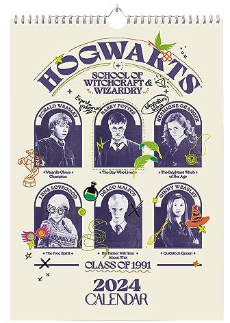 Grupo Erik Harry Potter Kalender 2024 Wandkalender 2024 - A3 Kalender 2024 Familienplaner 29,7 x 42 cm 12 Monate - Harry Potter Fanartikel Offizielle Lizenzprodukte