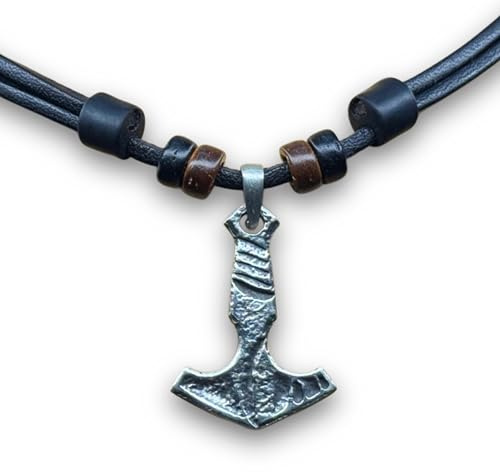 HANA LIMA Lederkette Herrenkette Damenkette Lederhalskette Surferkette Halskette Thor Hammer Thorshammer Mjölnir