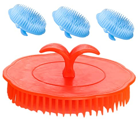 PLAFOPE 4 Stück Shampoo Massagebürste für Kopfhaut Pe Material Komfortabler Griff Öl für Zuhause und Professionelle Haarpflege Zufällige Farbe