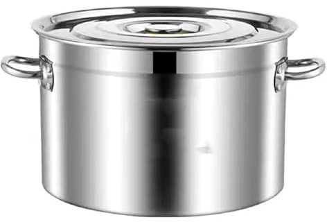 Suppentopf aus Edelstahl, Schmortopf mit Deckel, antihaftbeschichtet, lebensmittelecht, robust, großer Suppentopf, 3-lagig, Edelstahl verkleidet, Silber (13–40 l)(20L)