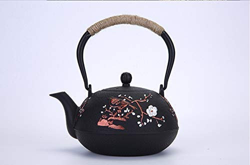 sjdoPulse Pot en Fer en Fonte en Fonte, Théière Faite À La Main, Thé Bouilli, Ancienne Théière À Eau, Service À Thé, 1,2 L, Hi-Top
