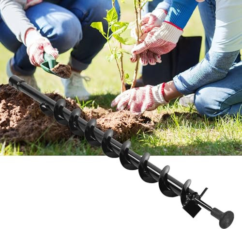 Steel Earth Auger Drill Bit, Garden Post Hole Digger 60x800mm Single Blade for Home Projects, Professional Planting with Ground Auger, Fast Planting of Bedding Plants, Bulbs and
