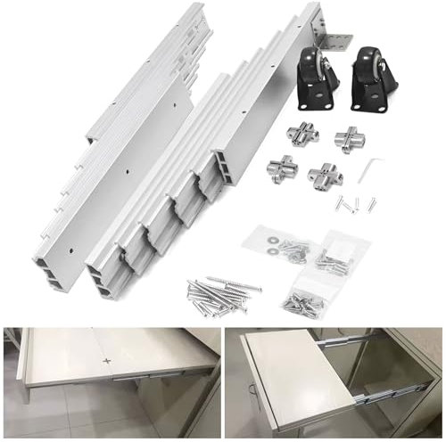 AIZYR Teleskopschienen Aus Aluminium Heavy Duty Tischschienen, Schubladenscheiben Mit Voller Erweiterung Seitenbefestigung Für Schränke Küche Bar Tisch,1270mm
