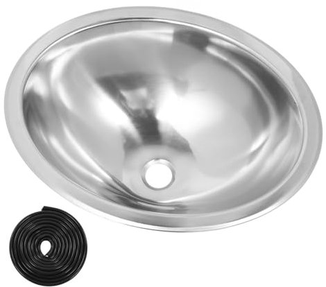 Ovales Waschbecken mit Großem Fassungsvermögen, RV-Handwaschbecken aus Edelstahl 304 mit Vorgeschnittenem 40-mm-Ablaufauslass Kleines Wohnmobil-Küchenspülbecken für Boot, Wohnwagen
