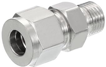 PATIKIL 1/4G x Φ3/8 Raccordo a Compressione in Tubo d'Acciaio Inossidabile 304, Doppie Ferrule Raccordo a Compressione Adattatore Dritto Collegamento