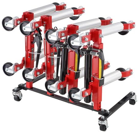 VEVOR Supporto per Carrello per Auto, capacità per 4 Carrelli, Cremagliera di Stoccaggio con Ruote Girevoli a 360° Cremagliera di Stoccaggio per Cavalletti, Compatibile con Maggior Parte dei Carrelli