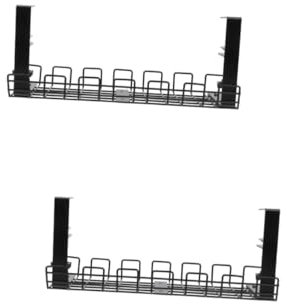 Under Desk Wire Storage Rack with Pull Out Drawers Set of 2 Cable Tray Cord Holders Desk Cable Organizer for Cables and Wires Iron Black