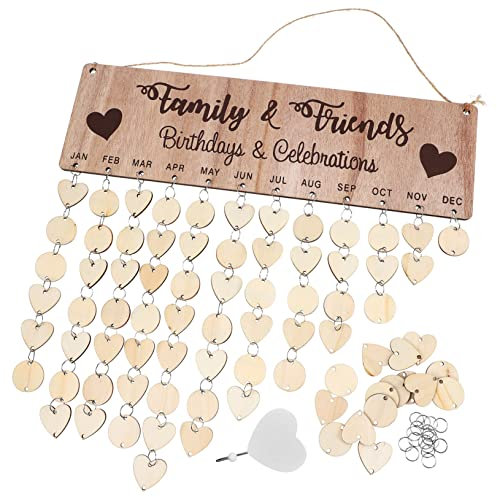 DIYEAH 1satz Holz Geburtstagskalender Mit Holzscheiben Hängender Erinnerungs-kalender Für Familie Und Freunde Für Feste Und Spezielle Anlässe