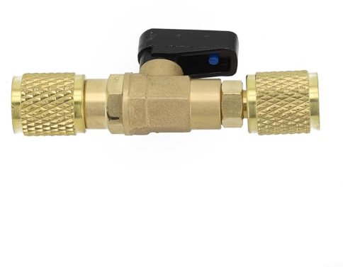 Alanmoship Messing-Kühlkugelhahn-Adapter G1/4 Zoll Auto-Klimaanlagen-Anschluss Hochdruck-Schnellinstallation Korrosionsschutz Verschleißfest für Fahrzeug-Wartung