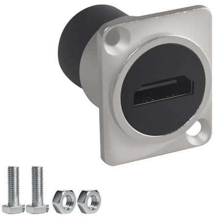 Duttek Adaptateur HDMI étanche à Montage sur Panneau - Coupleur HDMI Femelle vers Femelle pour Marine, Audio de Voiture, 18 Gbit/s 4K HDR, Ports plaqués Or, 1 Paquet - Argent