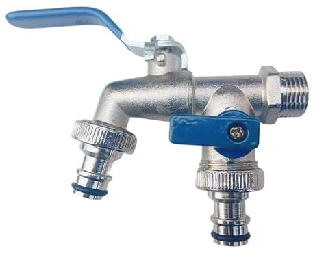Conector divisor de agua de doble cabezal de 1/2'' y 3/4'', adaptador de acoplamiento, interruptor de válvula, manguera de jardín, grifo de riego, junta de grifo de agua(ML-B01C 2pcs)