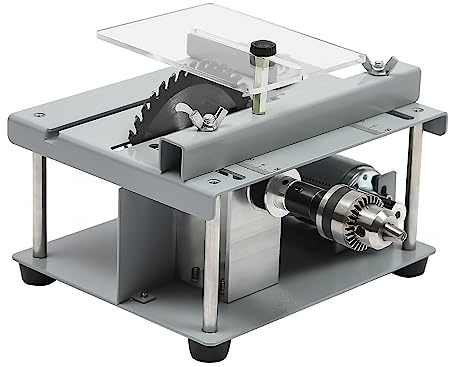 HOARLICN Mini Tischkreissäge, 10000rpm Tischkreissägen Kappsäge 96W Tischsäge mit Push-Pull-Rutsche und Einstellbare 7-Gänge Geschwindigkeit Maximale Schnitttiefe 3.5cm