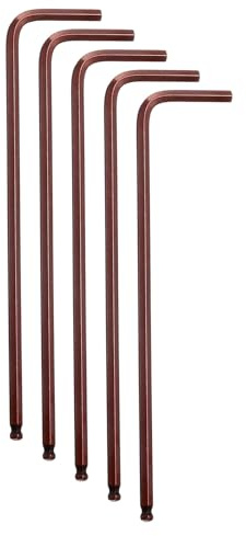 QUARKZMAN 5Pcs Llave Hexagonal de Bola, 7/64 Sae S2 de Acero, de Brazo Largo, en Forma de L, Herramienta de Reparación para Bicicletas y Motocicletas en Casa, Rojo Marrón