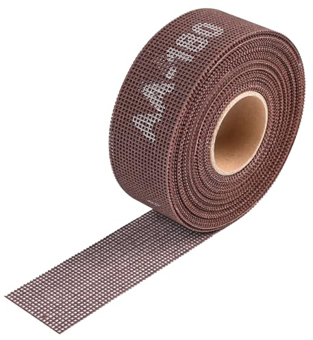 Shineboc Rollo De Papel De Lija De Malla P180, 38 mm X 10 m Para Lijadora Manual De 38 mm De Ancho, De óxido De Aluminio, Malla De Lijado Para Madera, Metal Y Paredes