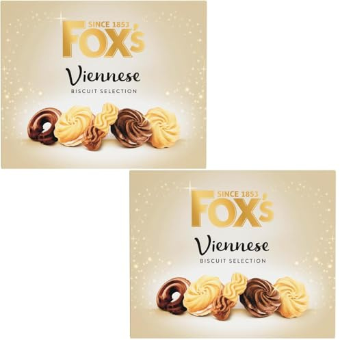 Fox Fabulous Viennese Biscuit Selection 350g | Luxury Assorted Viennese Biscuits | Chocolate & Cream Filled Biscuits | Premium Tea Time Treats Gift Box (pack of 2)