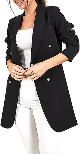 Blazerkappa, dam, lång lång blazer, elegant blazer, business, arbetsjacka | Sportig övergångsjacka vidtät kostymjacka överdimensionerad kavajjacka enfärgad revers övergångskappa slim fit fritidsjacka