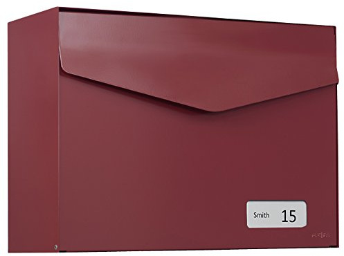 MEFA by Renz Briefkasten Letter 113 (mit Namensschild, Farbe rot, Postkasten mit Sicherheitsschloss, Größe 312x430x178 mm) 113421M