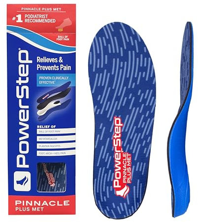 Powerstep Pinnacle Plus Ball of Foot Pain Relief Orthotics - Shoe Inserts for Metatarsalgia, Arch Support, and Morton's Neuroma Pain Relief - Shoe Insoles with Metatarsal Pad (M 4-4.5, F 6-6.5)