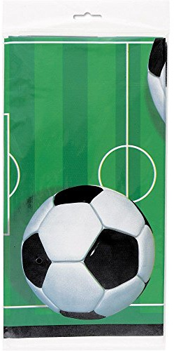 Kunststoff-Tischdecke - 2,13 m x 1,37m - Fußball Party, Schwarz / Weiß, 54 x 84