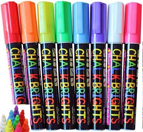 Liquid Chalk Pens – 8 Bright Chalk Markers for Blackboards & Chalkboards, Windows & Glass | Erasable 6mm Pens for Kids, Classrooms & Crafts