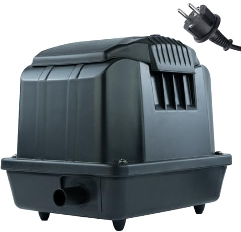 Teichbelüfter 3600 L/H stufenlos regulierbar, 35 Watt Sauerstoffpumpe für Teich, Membranpumpe 60 L/Min, Teichbelüftung, Luftpumpe Teich, Belüfterpumpe für Gartenteiche, Teichbelüftungspumpe