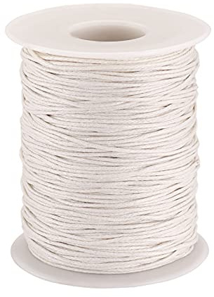 PandaHall, Cordoncino in cotone cerato, 100 m/ rotolo di corda di cotone intrecciato da 1 mm per la creazione di gioielli fai da te (giallo chiaro dorato)
