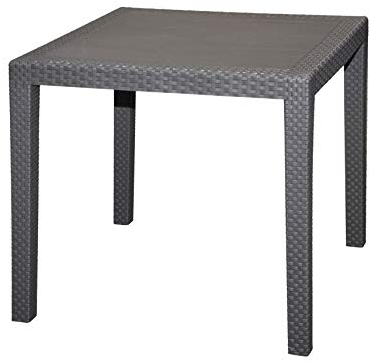 Spetebo Garten Tisch Rattan in anthrazit - 79x79x72 cm - Kunststoff Gartentisch Balkontisch Rattantisch