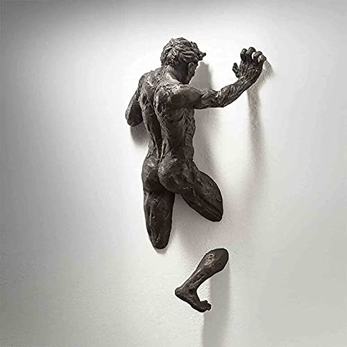 QTQHOME Antiken Fragmentierter Mensch Wand-skulptur,Modernen Abstrakt 3D Wandkunst Wandbehang Abbildung Statue,Harz Inhaftierter Mann Wand-skulptur Startseite Büro Wanddekoration-C 30x20cm(12x8inch)