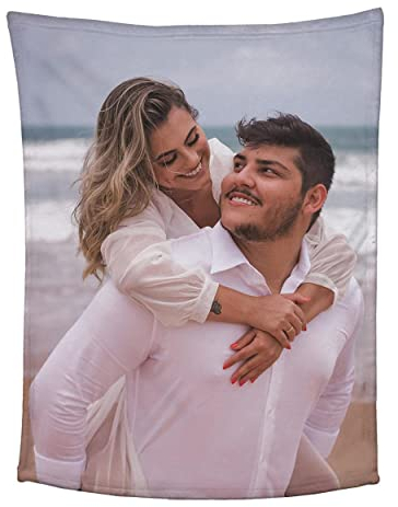 Personalisierte Foto Decke, Personalisiert Fotodecke mit Eigenem Bild Text Name, mit 1-10 Foto Collagen Flanell Decke, für Mama, Papa, Freundin, Freund, Kind, Personalisierte Geschenke (1 Foto)