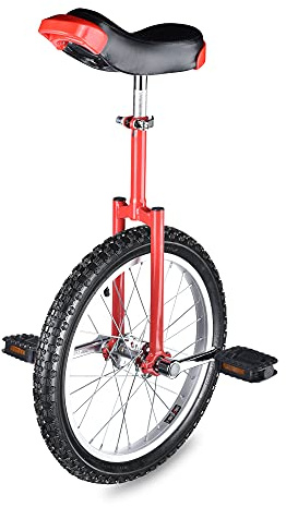 ZeHuoGe 18 Inch Unicycle Cycling Bike with Comfortable Release Saddle Seat Leakproof Butyl Tire Wheel Height Adjustable Outdoor Sports Fitness Exercise Health (Red)
