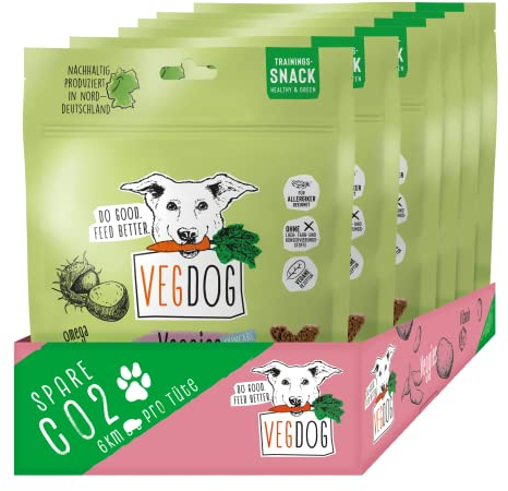 VEGDOG Veggies Skincare hypoallergener Hundesnack (10 x 125 g) | Trainingssnack für Fell und Haut | Proteinsnack für Allergiker mit Kastanie und Hanf