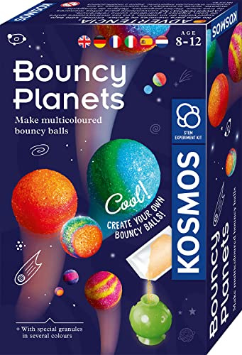 KOSMOS Flummi-planeter, färgglada flummis gör själv, coola färgmönster mixa, experimentset, experimentlåda, liten gåva för barn från 8 år, flerspråkig instruktion