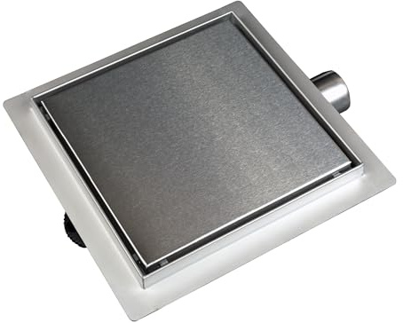 BALNEO Desagüe de Ducha Cuadrado 15x15cm Acero Inoxidable Completo, Canal de Desagüe para el Baño, Desagüe de Suelo con Panel o Azulejo, Desagüe de Ducha Cuadrado SQ-Drain 2en1