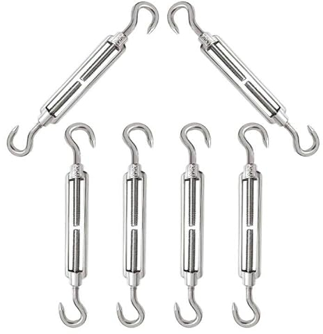 Tenditore, Tenditori in Acciaio Inossidabile, 6 Pezzi Tenditore Acciaio Inox, Tenditore Filo Regolabile, Tenditore M5 in Acciaio Inox 304, Gancio Per Cavi in ​​acciaio, M5 Tenditore Acciaio Inox 304