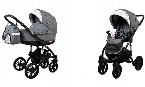 BabyLux® Carrito de Bebé Sistema de Viaje Set 2 en 1 - Lumio - incl. Capazo, Silla de Paseo - Cochecito - Bolso cambiador, Cubierta para la lluvia, Mosquitera, Portavasos etc.