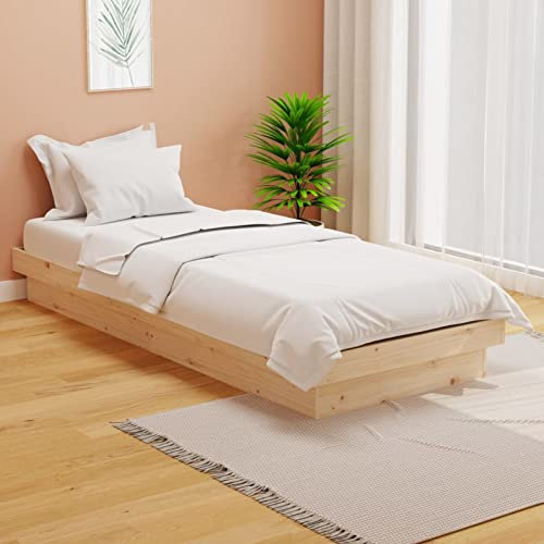 LAPOOH Massivholzbett, Familienbett, Bett, Bettgestell, Holzbett, Seniorenbett, Bed Frames, Betten, Pflegebett, 75x190 cm 2FT6 Small Single