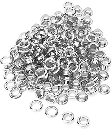 100 Stück Ledernieten, 6 mm Messing, doppelseitige Öse, Hohlniete, Bastelkollektion für Kleidung, Tasche, Gürtel, Schuhe, anwendbare Szene (Silver)