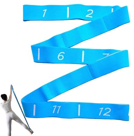 GIMIRO Fitness-Gummiband Yoga Dehnband mit 12 Segmenten, 130 cm, Blau